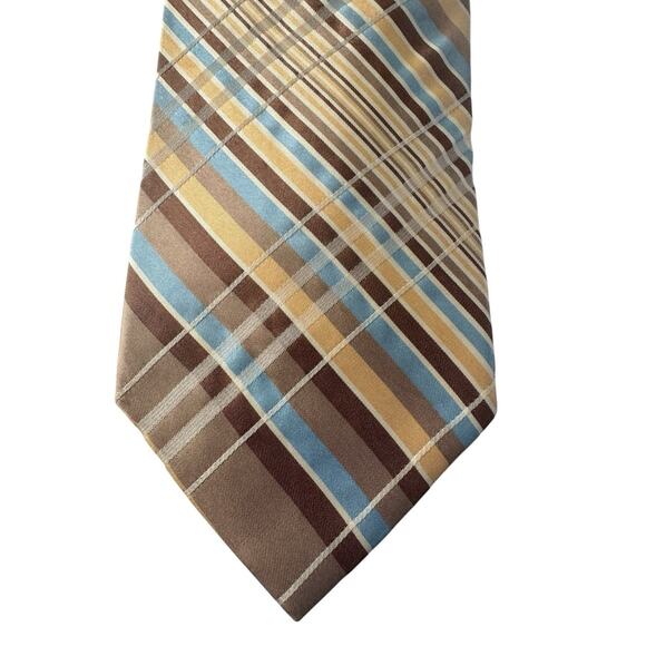 TED BAKER MEN'S TIE Yellow Blue Plaid Tie #6054 - Picture 1 of 7